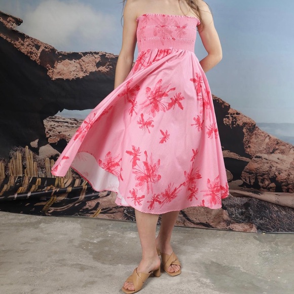 Rareism Flared Tube Dress - Ariana Pink, Fully Lined, Pockets, Removable Straps - Picture 6 of 13